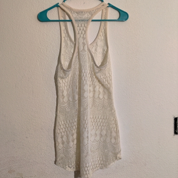 Eyelet racer back tank top off-white - Picture 2 of 3